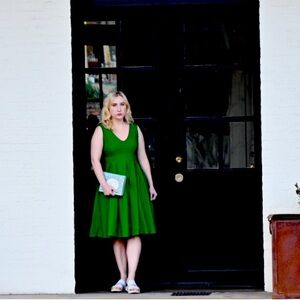 Modcloth Dark Green Fit & Flare Dress S